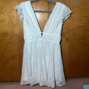 Lulus- All About The Flowers White Burnout Floral Ruffled Romper